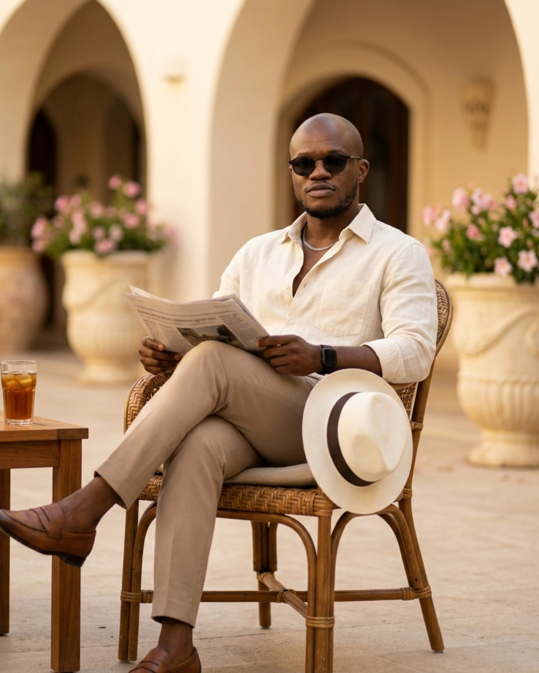 man sitting and fashion